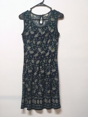 Max Studio Dark Floral Sleeveless Fit Flare Dress Size XS